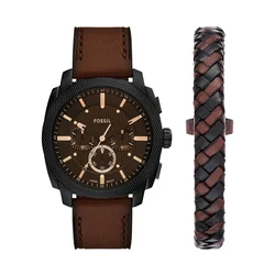 FOSSIL Analogna ura Machine  temno rjava / črna