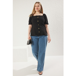 Trendyol Curve Black Finike Woven Plus Size Blouse