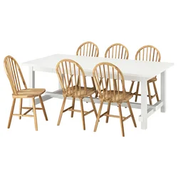NORDVIKEN / SKOGSTA Sto i 6 stolica, bela/bagrem, 210/289 cm