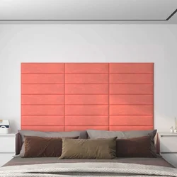 vidaXL Stenska glavna postelja 12 pcs Roza 60 x 15 cm Žamet