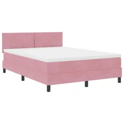 Vidaxl LED Box Spring Postelja z LED trakami Roza 160 x 200 cm Žamet