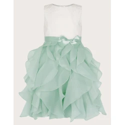 Monsoon Haljina za devojčice Lace Cancan Ruffle, Zelena
