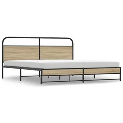 Vidaxl Kovinski posteljni okvir brez vzmetnice dimljen hrast 180x200cm