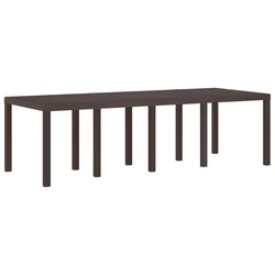 Vidaxl Vrtna miza Rjava 250 x 100 x 73 cm poli ratan