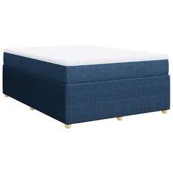 Vidaxl Box spring postelja z vzmetnico modra 140x190 cm blago