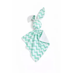 Bobono Plišasta igrača DOUDOU Zajček, dvostranska bombažna in minky - Chevron mint - bela