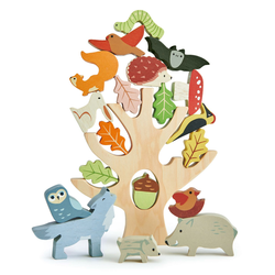 Drevený strom s rovnováhou Stacking Forest Tender Leaf Toys s 19 zvieratkami a lesnými plodmi 20*8*24 cm TL8409