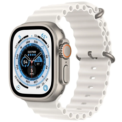 Apple Watch Ultra (GPS + Cellular) 49mm Titanium Case with White Ocean Band - Titanium