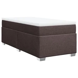 Vidaxl Box spring postelja z vzmetnico temno rjava 80x200 cm blago