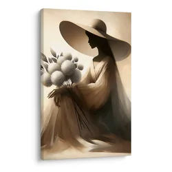 Slika elegantna ženska s cvetlico - 40x60