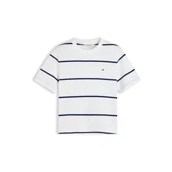 TOMMY HILFIGER Majica BOXY INTERLOCK črna / bela