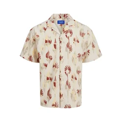 JACK & JONES Srajca Jeff bež / temno bež / rdeča