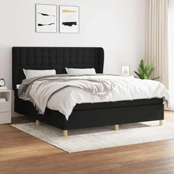 shumee Box spring postelja z vzmetnico črna 180x200 cm blago