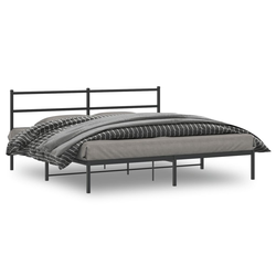 vidaXL Kovinski posteljni okvir z vzglavjem črn 180x200 cm