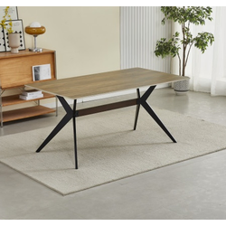 Trpezarijski sto Urban Hrast keramička ploča/Crne metalne noge 1600x900x76mm ( 770-108 )