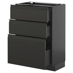 METOD / KNIVSHULT Podni element s 3 fioke, Crnosiva/Upplöv boja antracita, mat, 60x37 cm
