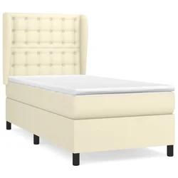 Vidaxl Box spring postelja z vzmetnico krem 90x190 cm umetno usnje