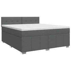 vidaXL Postelja boxspring z vzmetnico Temno siva 140 x 190 cm Blago