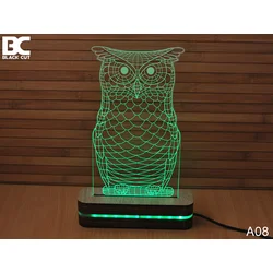 Black Cut 3D Lampa Sova, Zelena