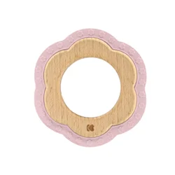 KikkaBoo Drvena igračka sa silikonskom glodalicom Flower Pink (KKB20054)