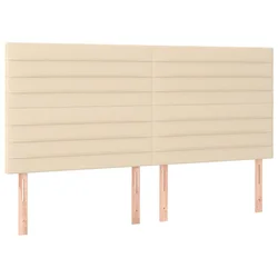Vidaxl Vzglavje postelje kremne barve 200x5x118/128 cm blago