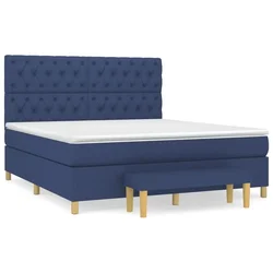Vidaxl Box spring postelja z vzmetnico modra 160x200 cm blago