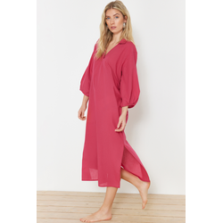 Trendyol Fuchsia Wide Fit Midi Woven Beach Dress