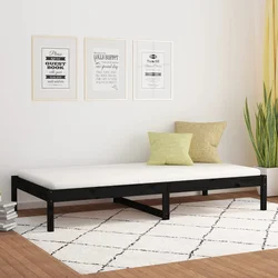 Dnevni ležaj crni 90 x 200 cm od masivne borovine
