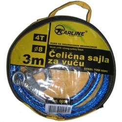 Auto čelična sajla od 3,5m za vuču 4000kg sa čeličnim sigurnosnim kukama carline 700056 ( 3233 )