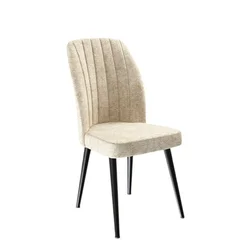 Hanah Home set trpezarijskih stolica Platinum 4 kom, krem tkanina Jerry, crne metalne noge