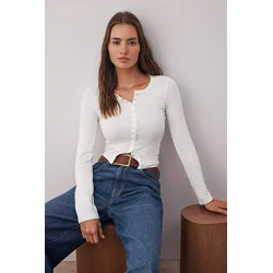 Trendyol Milla ženska bluza Twoaw26Bz00193, Krem