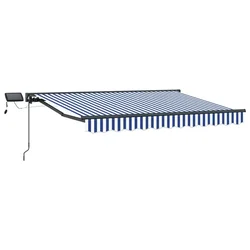Vidaxl Ročno senčilo s LED-ji Modra, Bela, Antracit 3,5 x 2 m