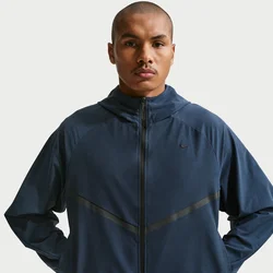 Nike Tech Mens Shori-Knit Full-Zip Windrunner Jacket - Blue - Polyester/Cotton/Elastane