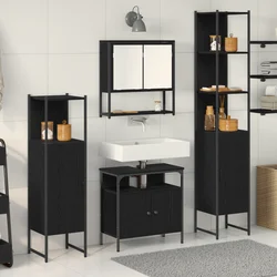 Set namještaja za kupaonicu 4 pcs Crni hrast Konstruirano drvo