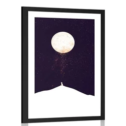 Plakat s paspartujem žival pod polno luno - 40x60 no frame