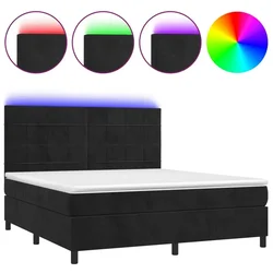 Vidaxl Box spring postelja z vzmetnico LED črna 180x200 cm žamet