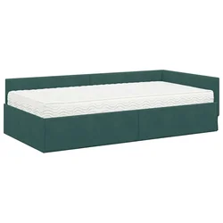 Kotni okvir postelje z matrico 2 kos Temno zelena 80 x 200 cm