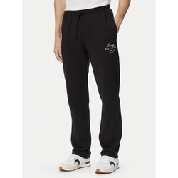 Tommy Hilfiger Spodnji del trenirke Script Stack MW0MW44332 Črna Regular Fit