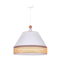 Duolla - Luster na sajli AVIGNON 1xE27/15W/230V prečnik 60 cm bela/ratan