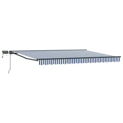 Vidaxl Ročno senčilo s LED-ji Modra, Bela, Antracit 4 x 3 m