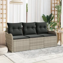 Sjedeća garnitura za vrt 3 pcs Svjetlosiva Poli ratan