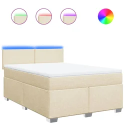 vidaXL vidaXL Box spring postelja z vzmetnico krem 140x200 cm blago, (21309163)