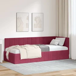 vidaXL Kotna postelja z vzglavjem vinsko rdeča 80 x 200 cm Žamet