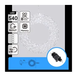Aigostar - LED Spoljašnja božićna dekoracija 540xLED/6W/230V IP44 hladna bela 45cm krug