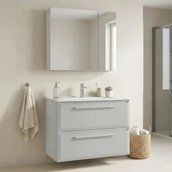 HANAH HOME Kupatilski ormarić sa umivaonikom i ogledalom (2 komada) Nuvola 80 v2 184