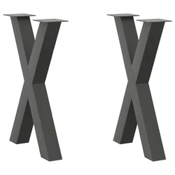 Noge za blagovaonski stol u obliku slova X, 2 kom, antracit, 50 x (72-73) cm, čelik