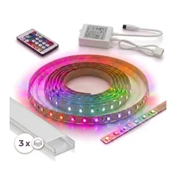 SET 1x LED RGBW traka DIGITAL LED/9,6W/230V 3 m + 3x ugradni profil 1 m + daljinski upravljač