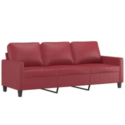 Vidaxl Kavč trosed vinsko rdeč 180 cm umetno usnje