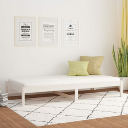 vidaXL Dnevna postelja bel 90x200 cm trdna borovina