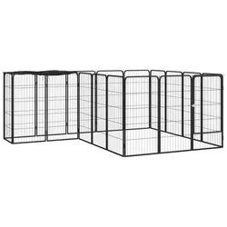 Ograda za pse s 18 panela crna 50 x 100 cm čelik obložen prahom